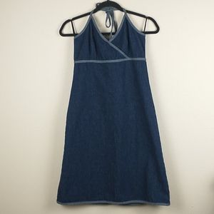 Gap 100% cotton denim midi halter dress size 6